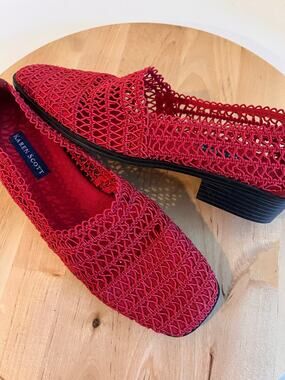Karen Scott Vintage 90s Red Woven Stretchy Slip on Flats Shoe Size 7.5